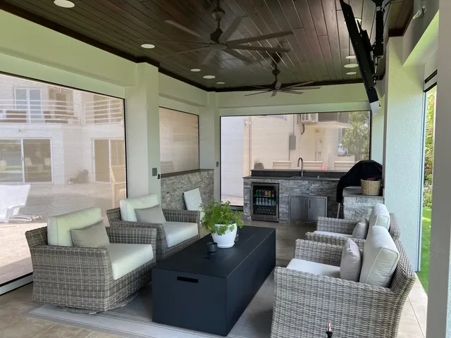 Motorized hurricane, solar, insect screens