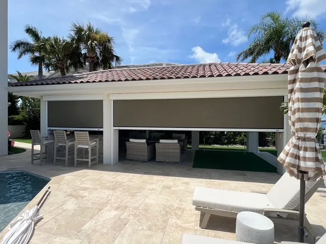 Motorized hurricane, solar, insect screens