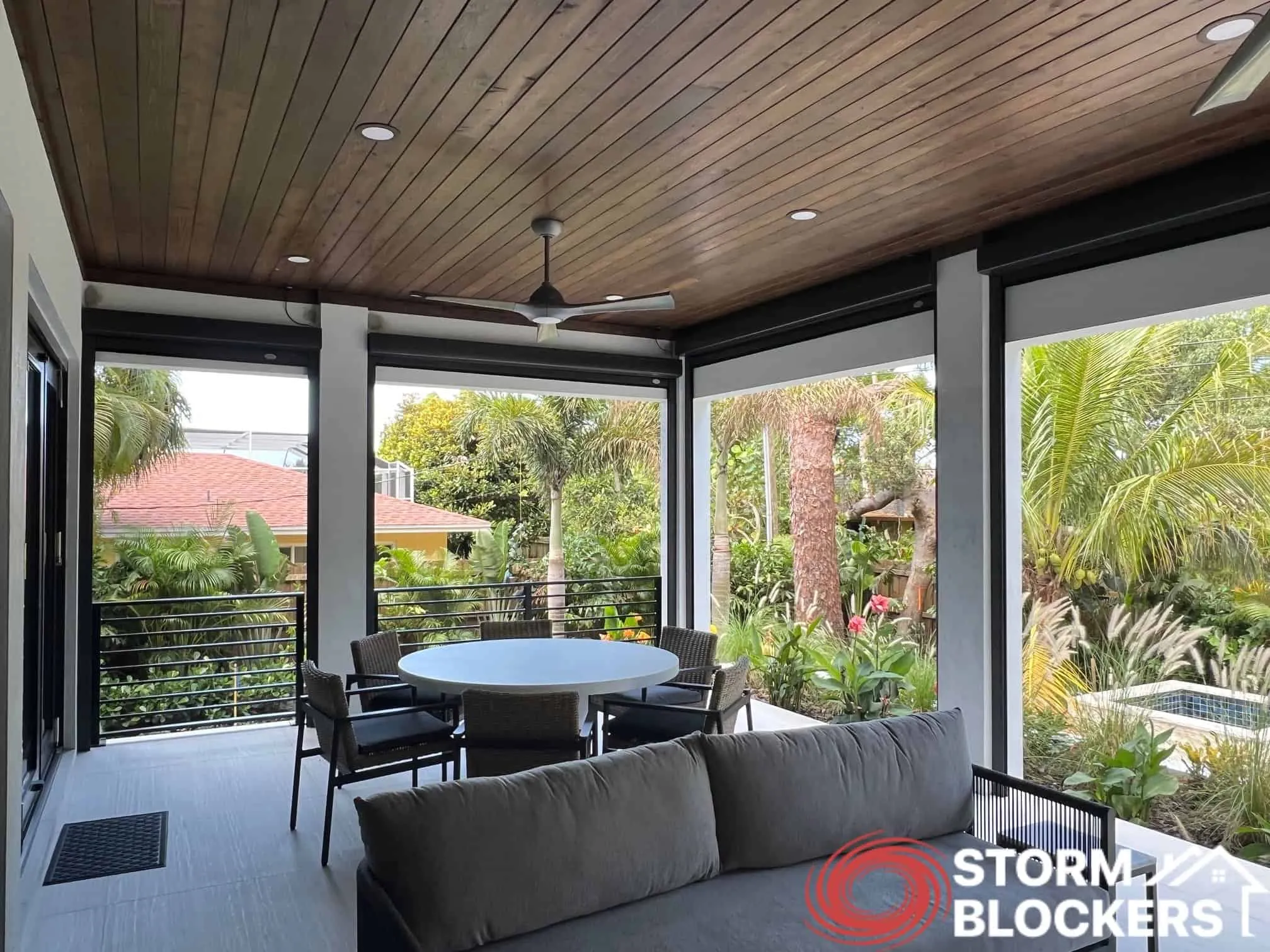 Motorized hurricane, solar, insect screens